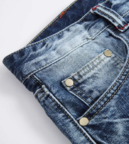 Cross Border Men's Ripped Straight Regular Jeans