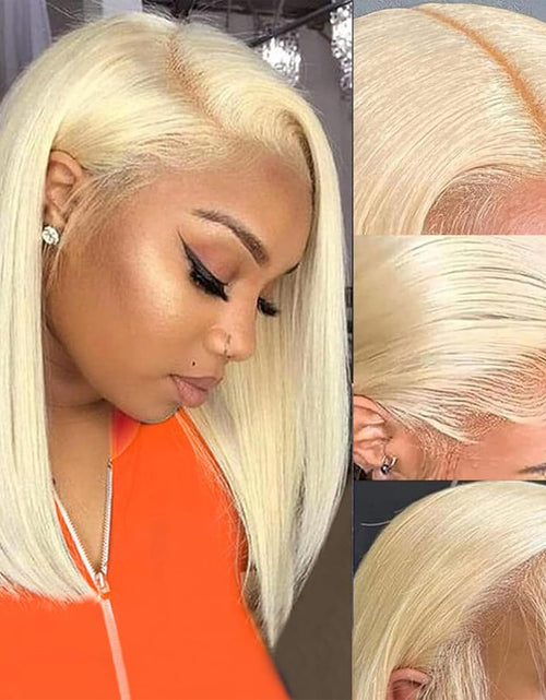 Load image into Gallery viewer, Blonde Bob Wig Human Hair 613 Lace Front Wig Human Hair 180% Density 13x4 HD Lace Frontal Wigs Human Hair Pre Plucked With Baby Hair Glueless Short Straight Bob Wigs for Women (12 inch 613 bob wig)
