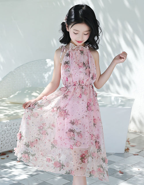 Load image into Gallery viewer, Girls' Bohemian Summer Dress - Floral Beach Maxi Dress
