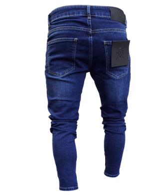 Painted Ripped Denim Pants with Zipper Detail