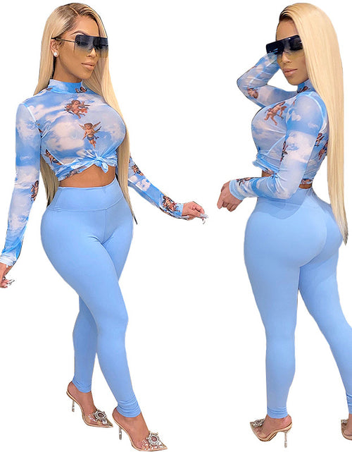 Load image into Gallery viewer, Spring Summer Women's Knitted Print Two-Piece Set
