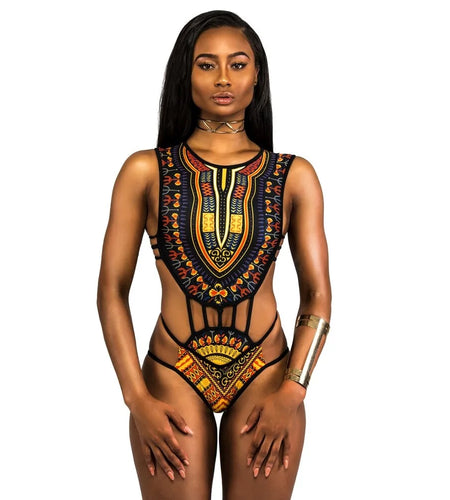 African Print One Piece Swimsuit