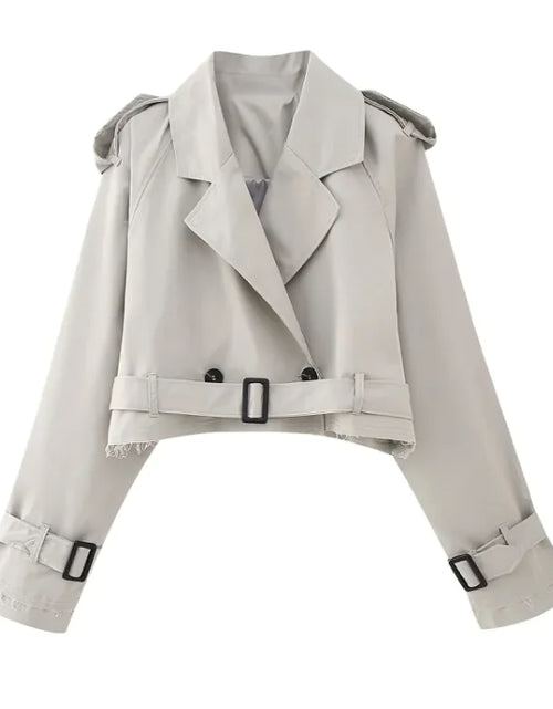 Load image into Gallery viewer, Women&#39;s Clothing With Belt Long Sleeves Short Trench Coat
