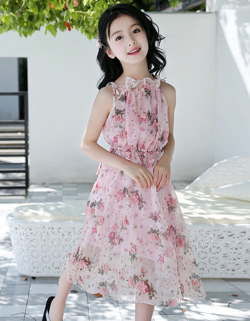 Load image into Gallery viewer, Girls' Bohemian Summer Dress - Floral Beach Maxi Dress
