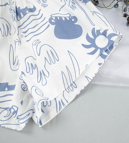 2023 Spring Summer Women's Printed Two-Piece Pajamas Set