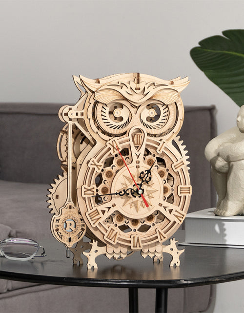 Load image into Gallery viewer, DIY Wooden Mechanical Owl Clock Model for Home Decor
