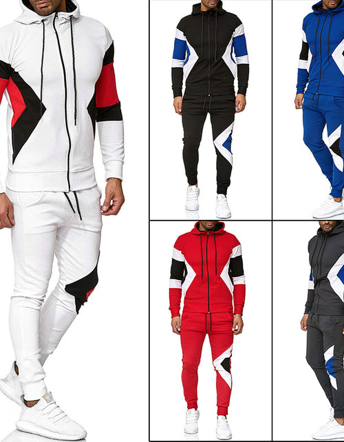 Load image into Gallery viewer, Men's Color Block Hoodie and Sweatpants Set
