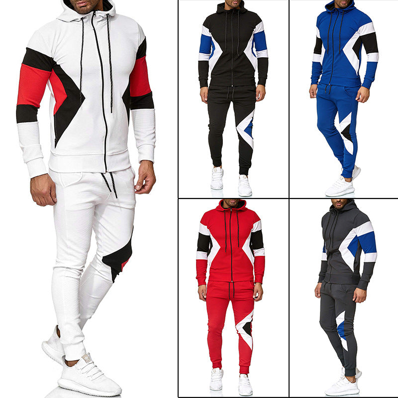 Men's Color Block Hoodie and Sweatpants Set