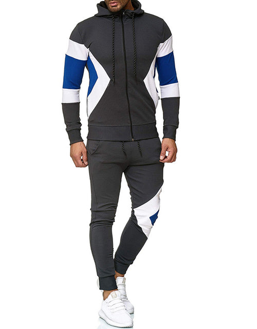 Load image into Gallery viewer, Men's Color Block Hoodie and Sweatpants Set
