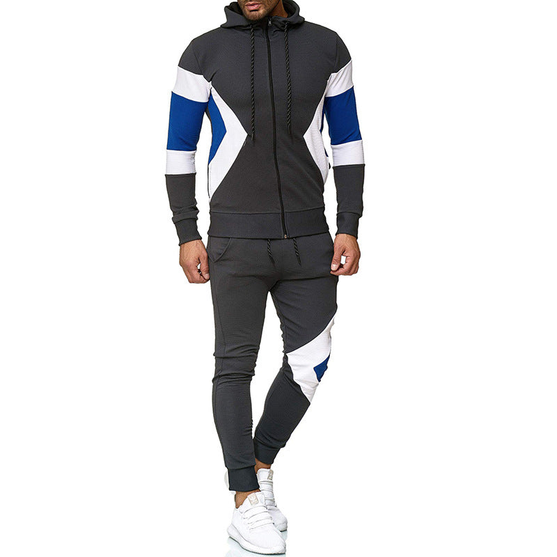 Men's Color Block Hoodie and Sweatpants Set