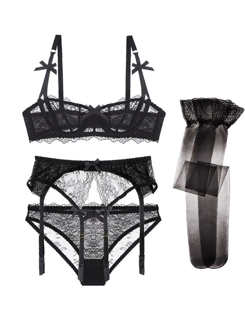 Load image into Gallery viewer, Varsbaby Lace Lingerie Set with Bra, Panties, and Stockings
