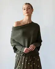 Load image into Gallery viewer, Off Shoulder Draped Jumper
