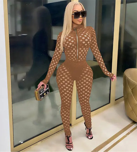 Hollow Out Sheer Sexy Rompers Jumpsuit for Women