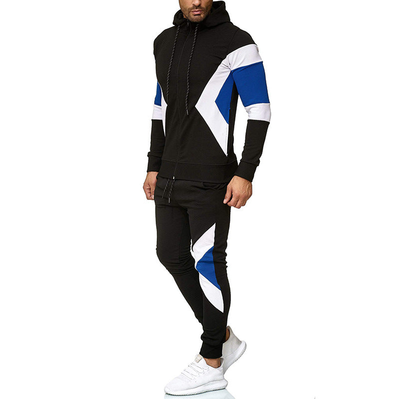 Men's Color Block Hoodie and Sweatpants Set