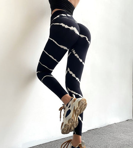 Tie-Dye High Waist Stretch Fitness Crop Pants