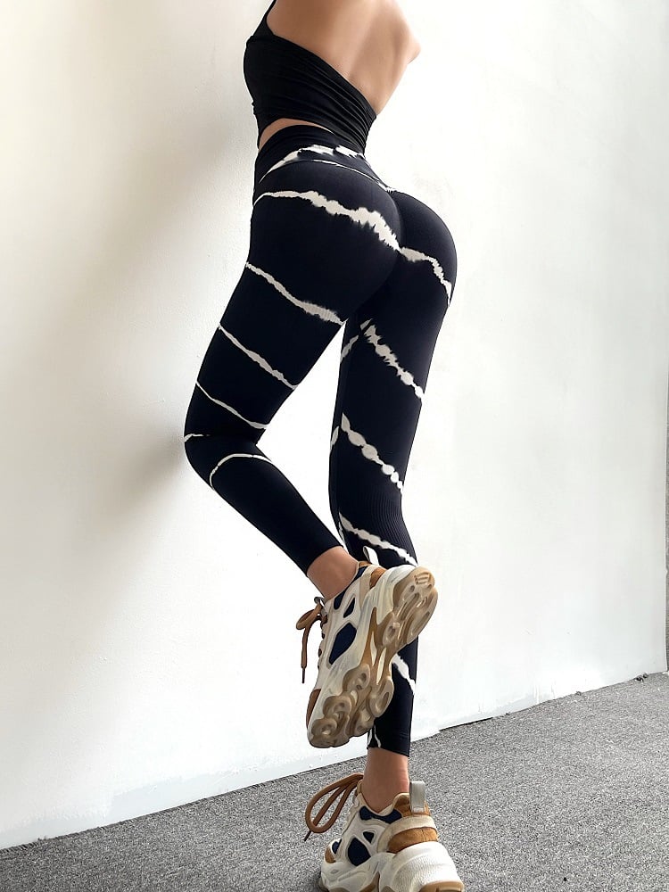 Tie-Dye High Waist Stretch Fitness Crop Pants