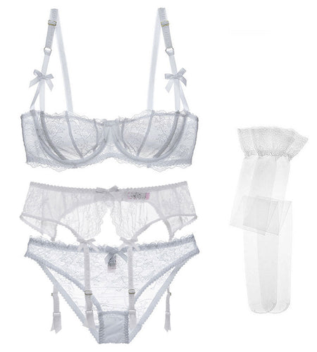 Varsbaby Lace Lingerie Set with Bra, Panties, and Stockings