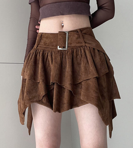 Irregular Hem Slimming A-Line Skirt