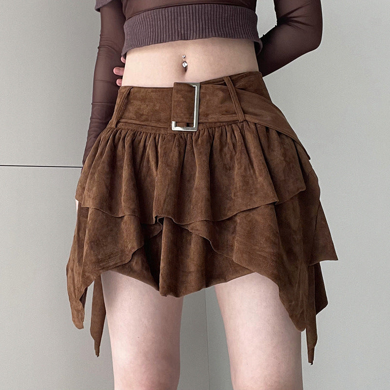 Irregular Hem Slimming A-Line Skirt
