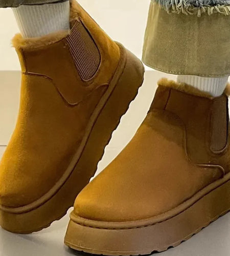 Women's Plush Boots Winter Warm Fleece Thick Flats Snow Boots Fashion Shoes