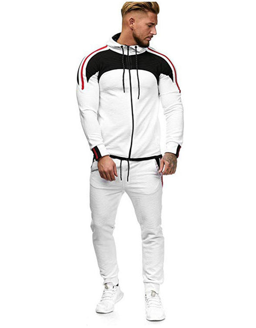 Load image into Gallery viewer, Men's Casual Sports Set with Color Block Hoodie
