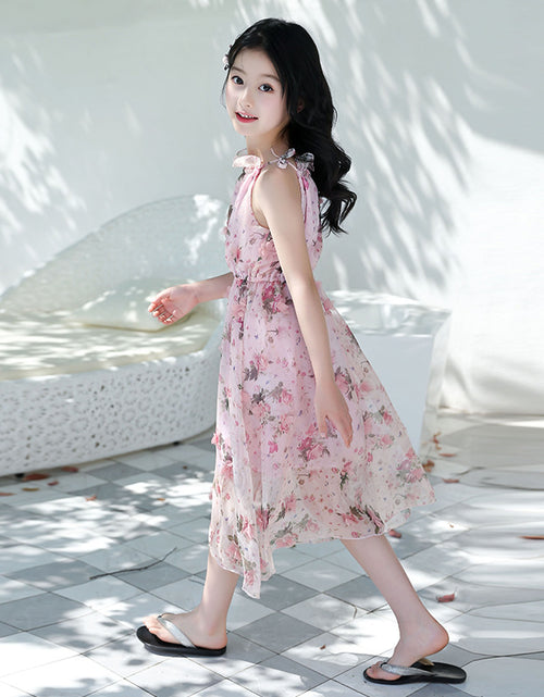Load image into Gallery viewer, Girls' Bohemian Summer Dress - Floral Beach Maxi Dress
