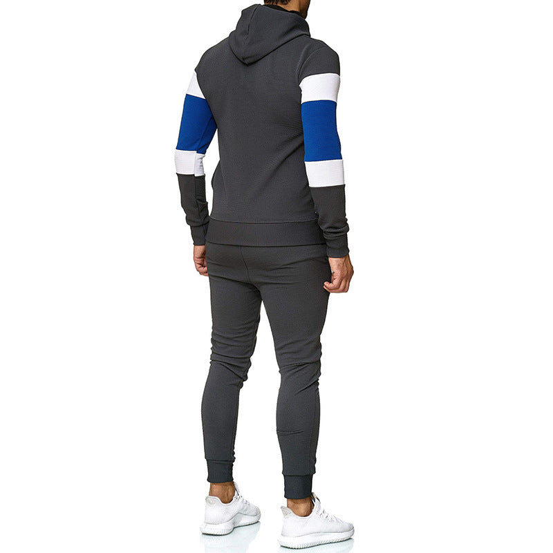 Men's Color Block Hoodie and Sweatpants Set