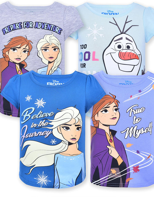 Load image into Gallery viewer, Disney Frozen Girls 4 Pack Short Sleeve T-Shirt for Toddler and Big Kids Purple
