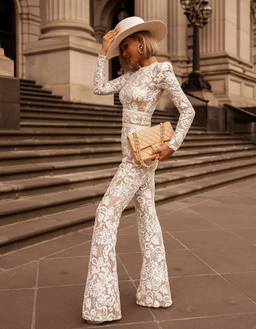 Load image into Gallery viewer, European and American Celebrity Style Lace Slim Jumpsuit
