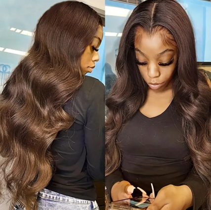 Front Lace Dark Brown Big Wave Wig
