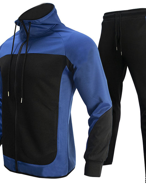 Load image into Gallery viewer, Men's Sports Casual Set with Color Block Hoodie
