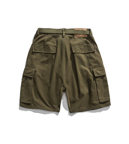 Multi-Pocket Khaki Army Green Work Shorts