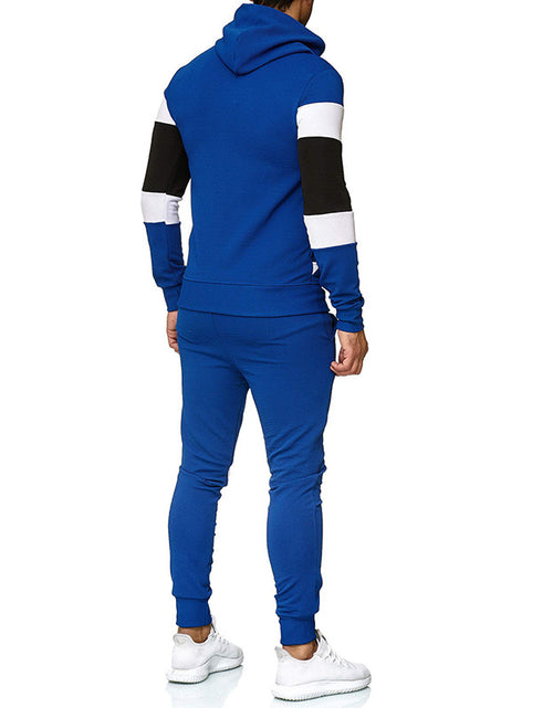 Load image into Gallery viewer, Men's Color Block Hoodie and Sweatpants Set
