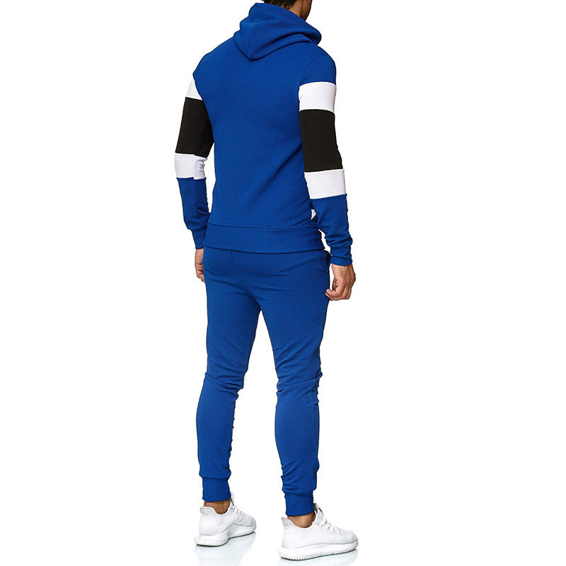 Men's Color Block Hoodie and Sweatpants Set
