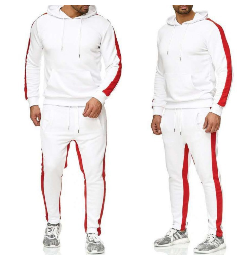 Men's Fashion Hoodie Button Cardigan with Color Block Set