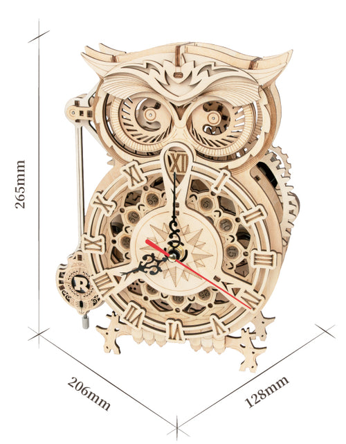 Load image into Gallery viewer, DIY Wooden Mechanical Owl Clock Model for Home Decor

