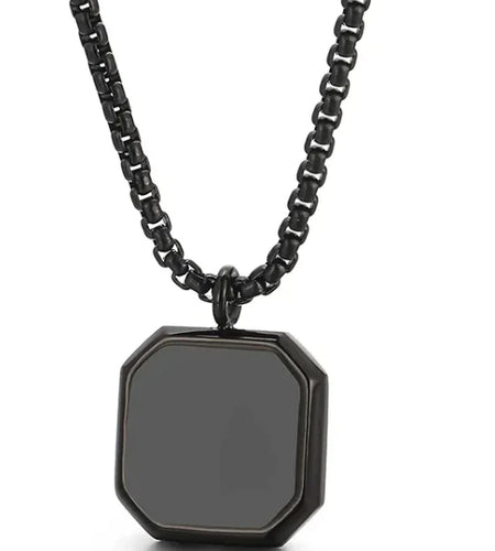 Square Mirror Drop Oil Pendant Simple Stylish Glossy Photo Frame Necklace