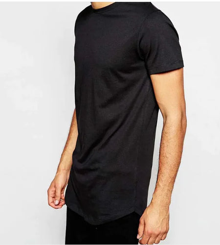High Street Extended Base Men's Circular Lower Hem T-shirt Top Summer