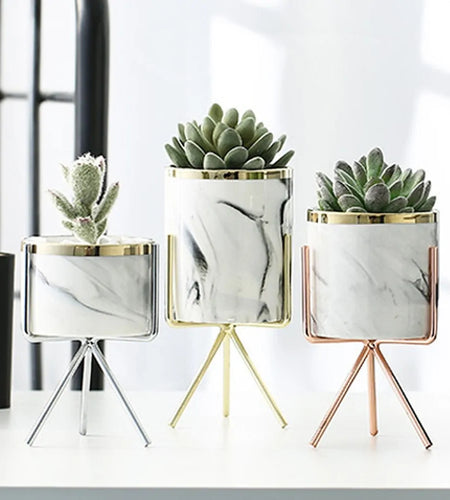 Nordic Marble Pattern Ceramic Iron Art Vase