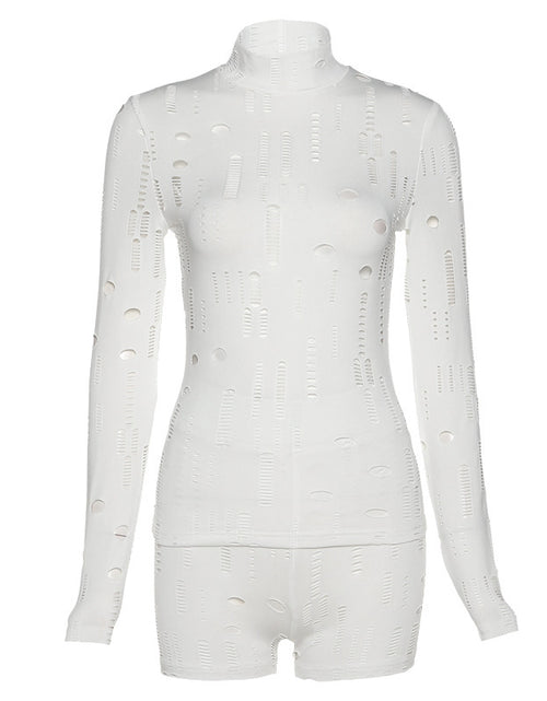 Load image into Gallery viewer, High Waist Hollow Out Casual Sports Shorts Set
