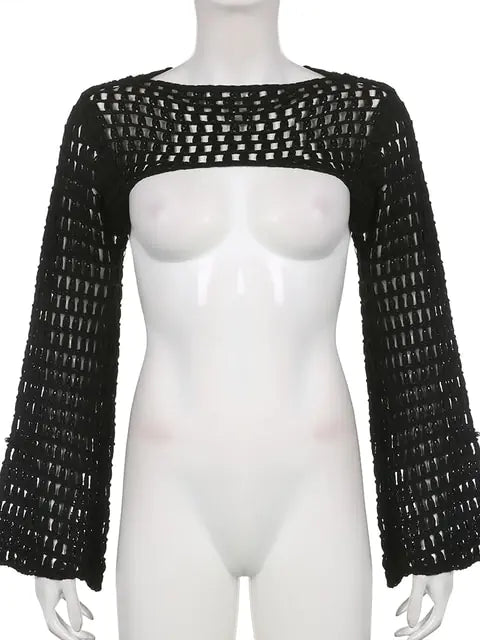 Load image into Gallery viewer, Rapcopter Y2K Knitted Crop Top Hollow
