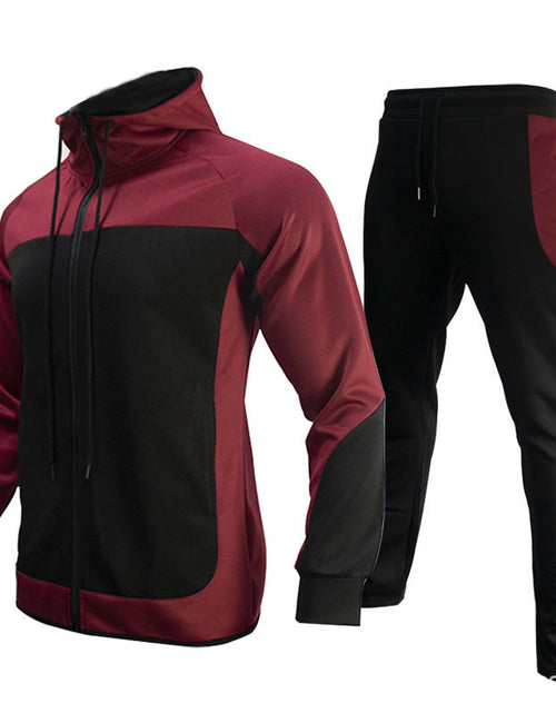 Load image into Gallery viewer, Men's Sports Casual Set with Color Block Hoodie

