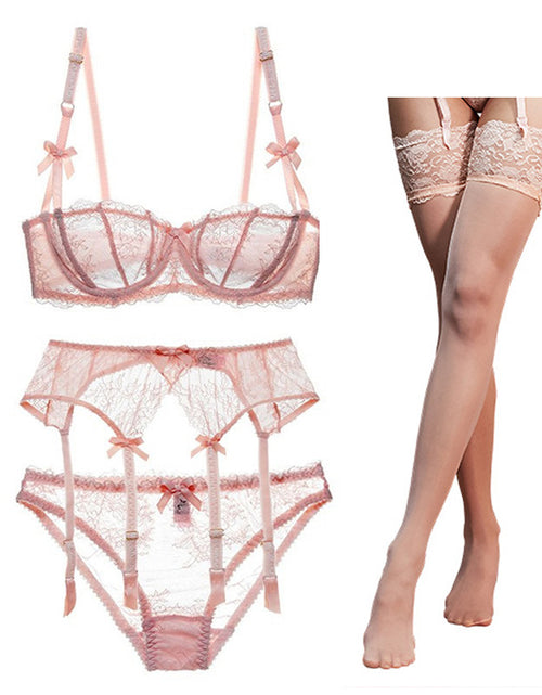 Load image into Gallery viewer, Varsbaby Lace Lingerie Set with Bra, Panties, and Stockings
