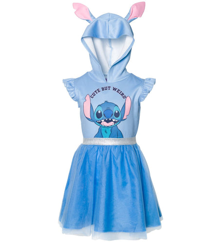 Disney Lilo & Stitch Big Girls Mesh Cosplay Short Sleeve Dress Blue 14-16
