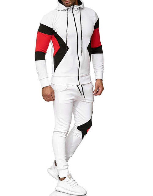 Load image into Gallery viewer, Men's Color Block Hoodie and Sweatpants Set
