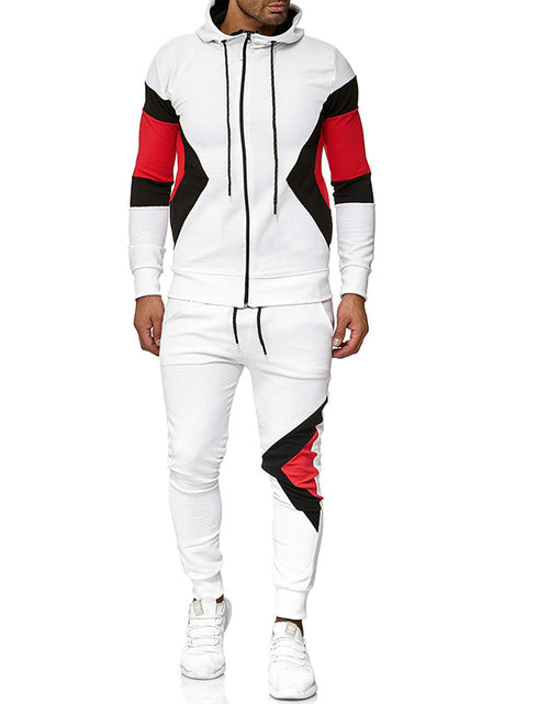 Load image into Gallery viewer, Men's Color Block Hoodie and Sweatpants Set
