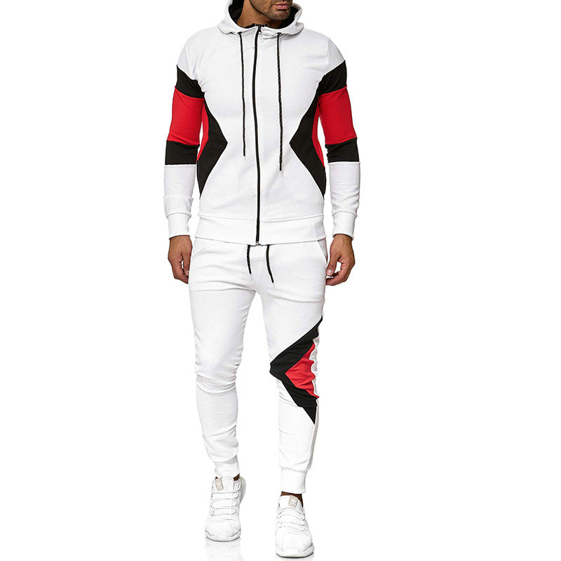 Men's Color Block Hoodie and Sweatpants Set