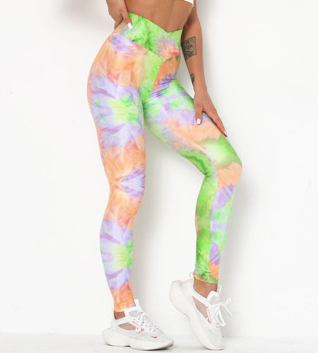 Tie-Dye Cross-Waist Fitness & Yoga Pants