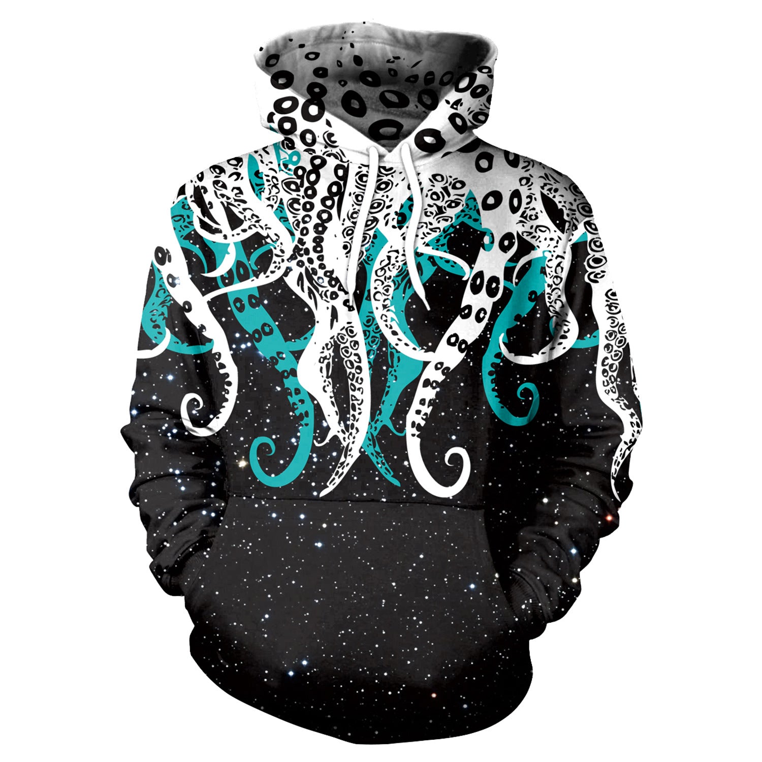 Men's Loose-Fit Hoodie with Octopus Digital Print