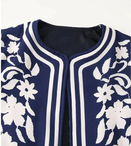 Casual Round Neck Printed Lightweight Padded Jacket